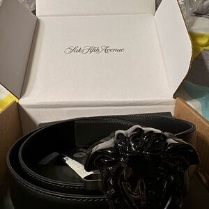 Versace La Medusa Black Belt with Medusa Buckle